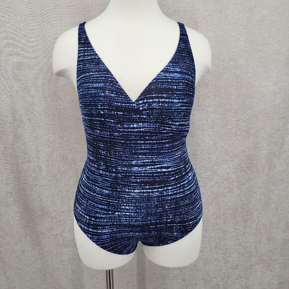 Speedo Blue One Piece Swimsuit Women's Plus Size 16 - Picture 1 of 12